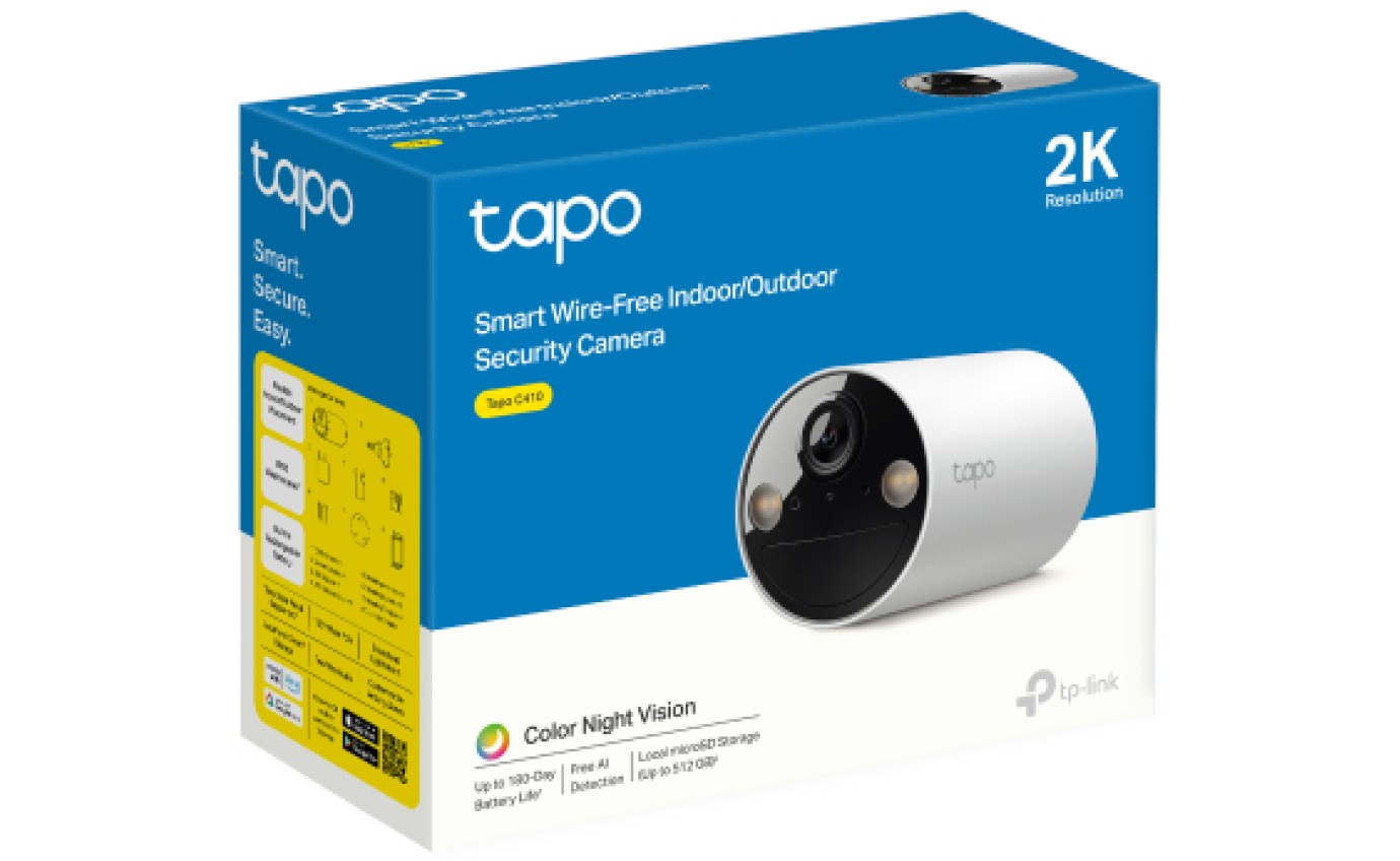 Tapo 2K 3MP Smart Wire-Free Indoor/Outdoor Security System (1 Pack) TAPOC410