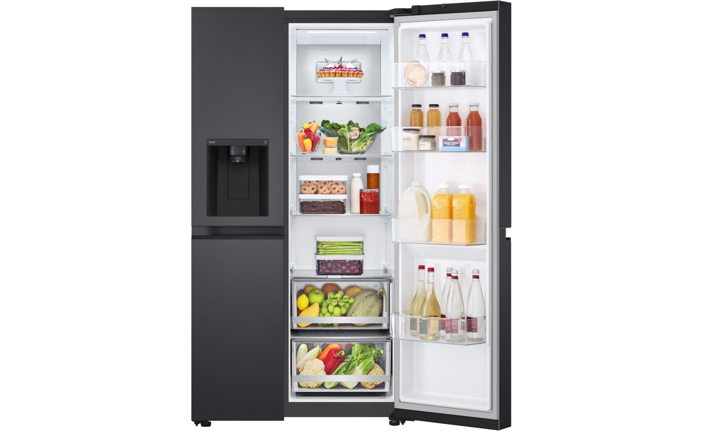 LG 635L Side By Side Fridge (Matte Black) GSL600MBL