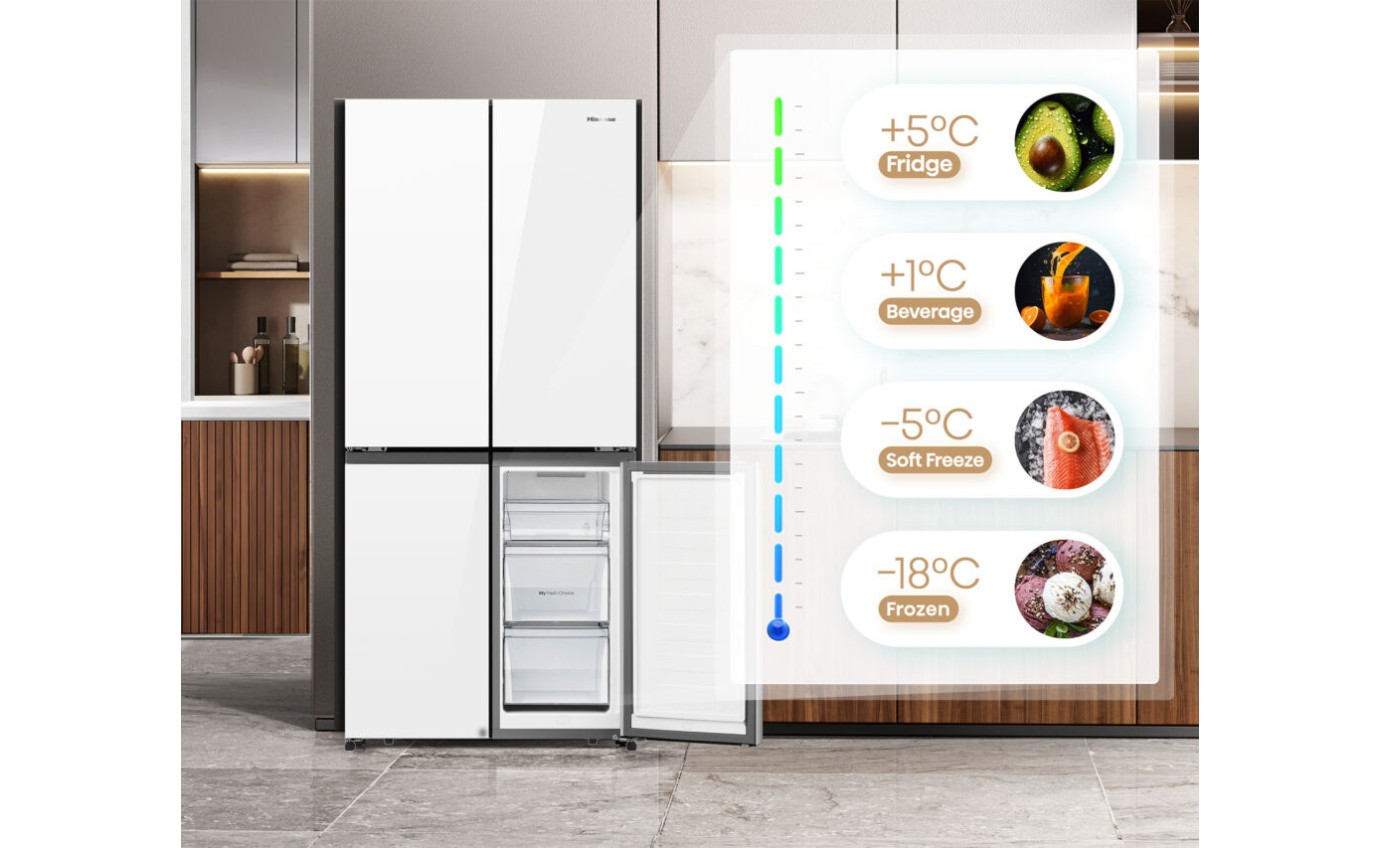 Hisense 483L Quad Door Fridge (White) HRCD483G