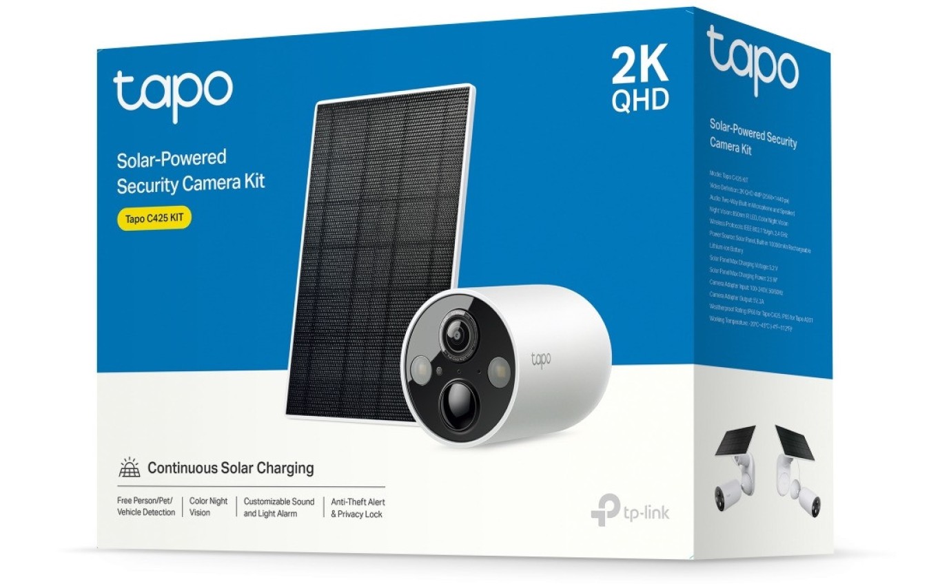 Tapo 2K 4MP Smart Wire-Free Solar-Powered Security Camera Kit TAPOC425KIT