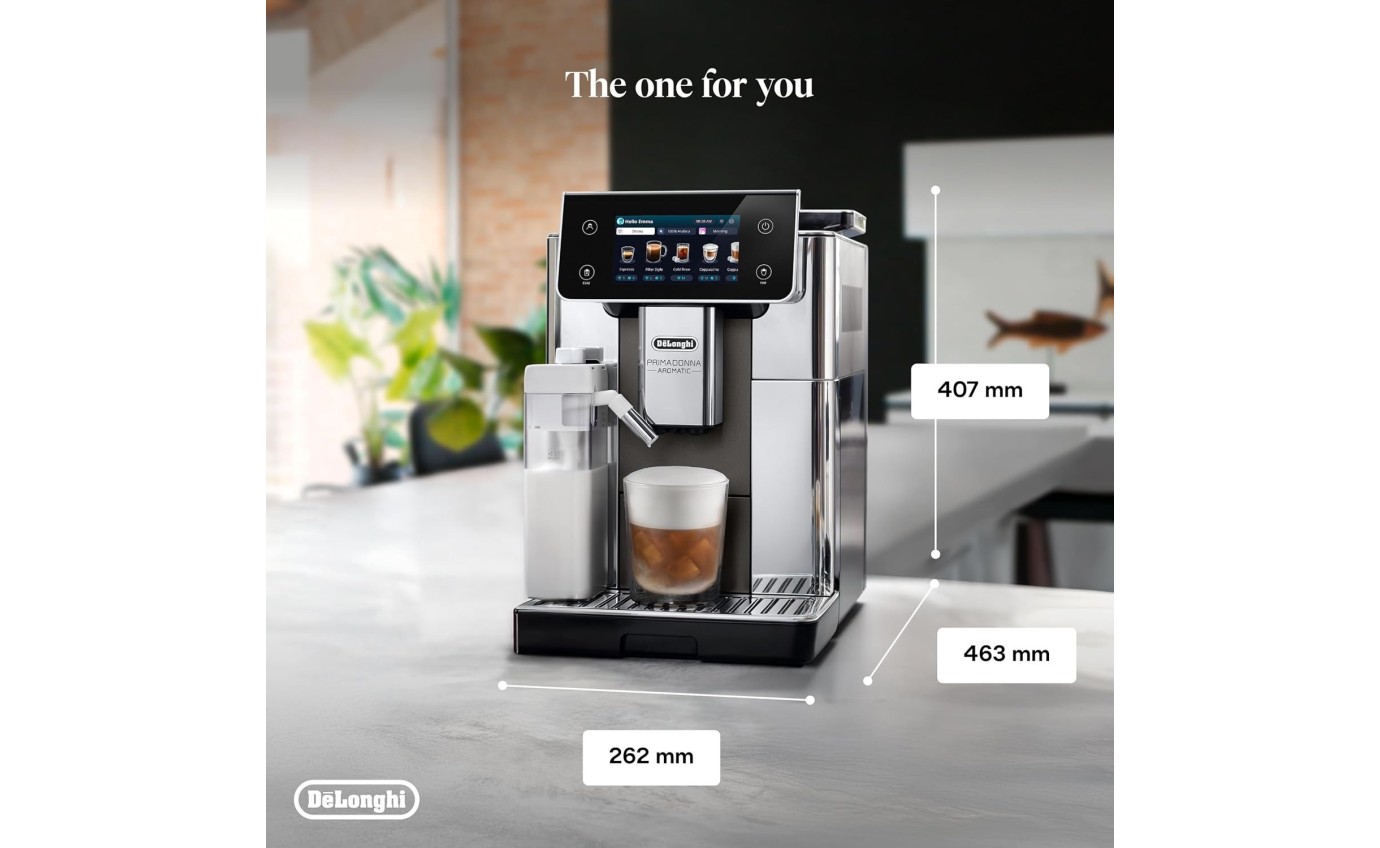 DeLonghi PrimaDonna Aromatic Fully Automatic Coffee Machine (Titanium) ECAM63075TM