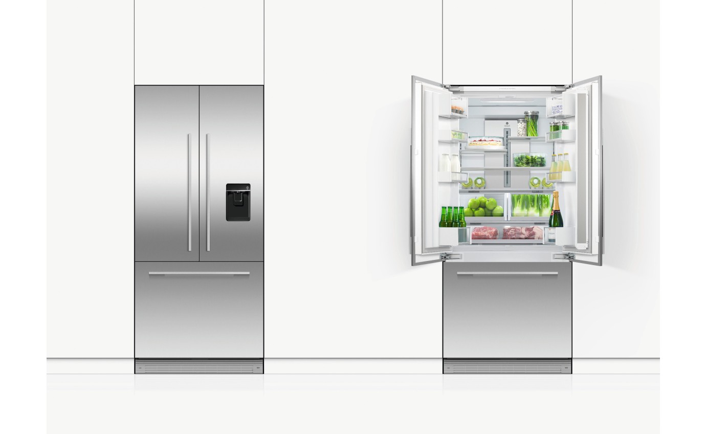Fisher & Paykel 80cm Series 7 Integrated French Door Refrigerator Freezer, Ice & Water RS80AU1