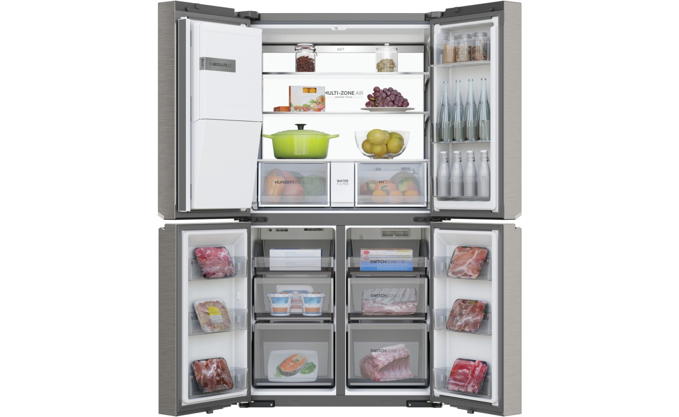 Haier 601L 600 Series Quad Door Refrigerator Freezer (Satina) HRF680YZS