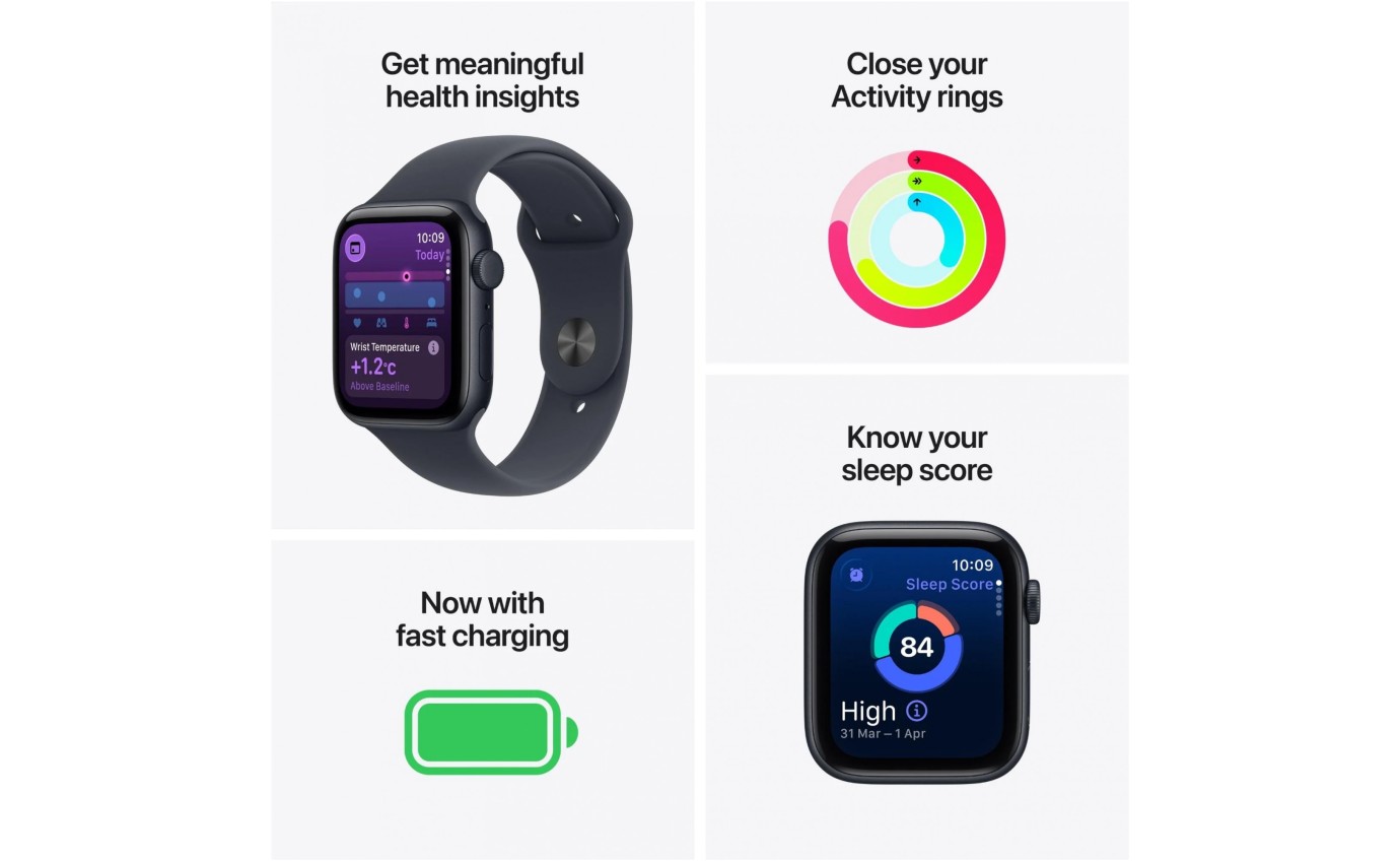 Apple Watch SE 3 GPS + Cellular 44mm Midnight Aluminium Case with Midnight Sport Band (M/L) MEPJ4XA