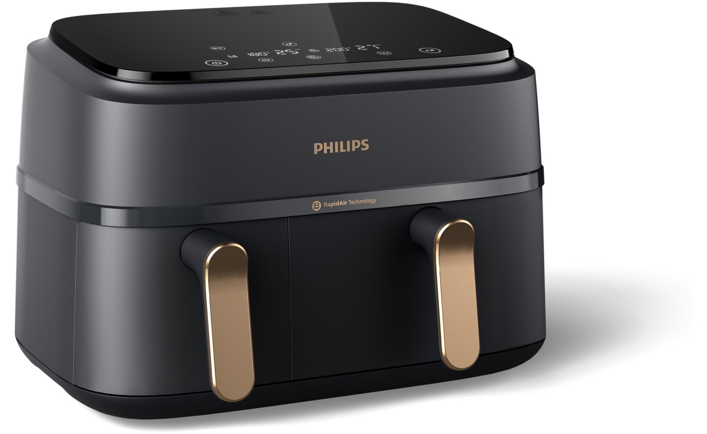 Philips 3000 Series Dual Basket Airfryer (Black & Copper) NA35200