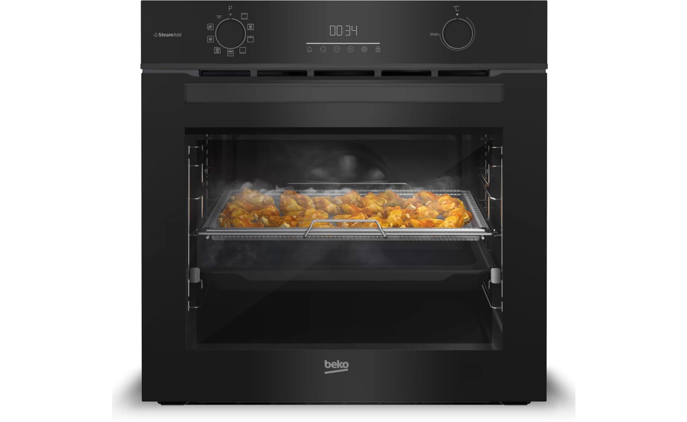 Beko 60cm Pyrolytic Built-in Oven with SteamAdd & Airfry BBO6851PDX