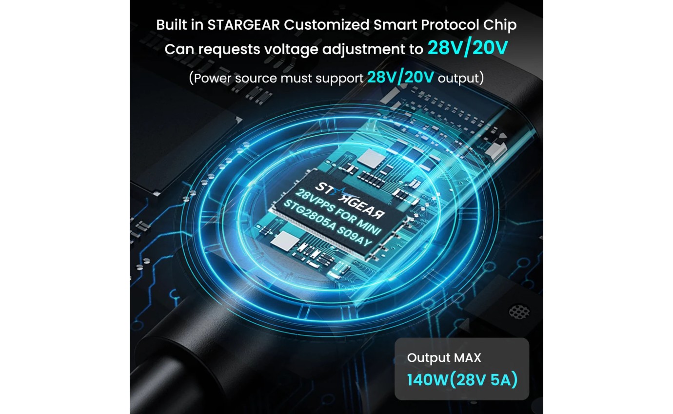 Stargear Mini 140W USB-C to DC Power Cable with LED for Starlink Mini (2m) SGM020UCDCI