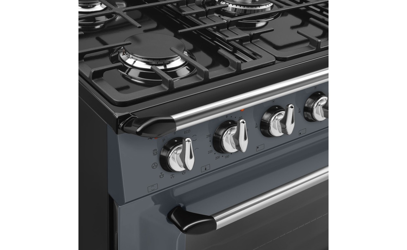 Smeg 90cm Victoria Dual Fuel Pyrolytic Cooker (Slate Grey) TRA90GPGR