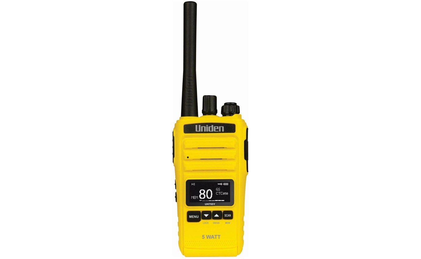 Uniden 5 Watt UHF CB Splashproof Handheld Radio (Yellow) UH755Y