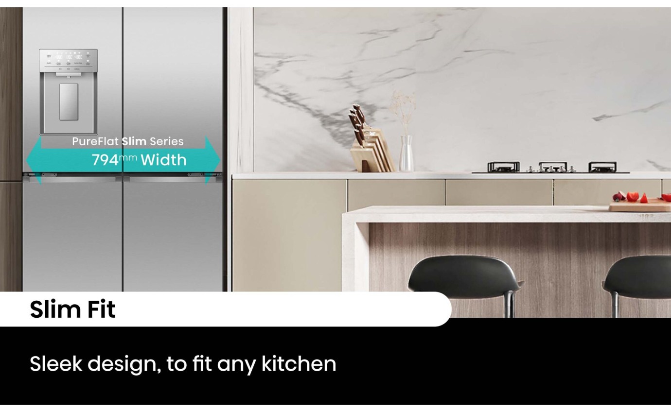 Hisense 483L PureFlat Slim French Door Fridge (Silver) HRCD483TSW