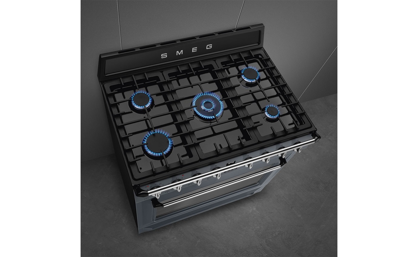 Smeg 90cm Victoria Dual Fuel Pyrolytic Cooker (Slate Grey) TRA90GPGR