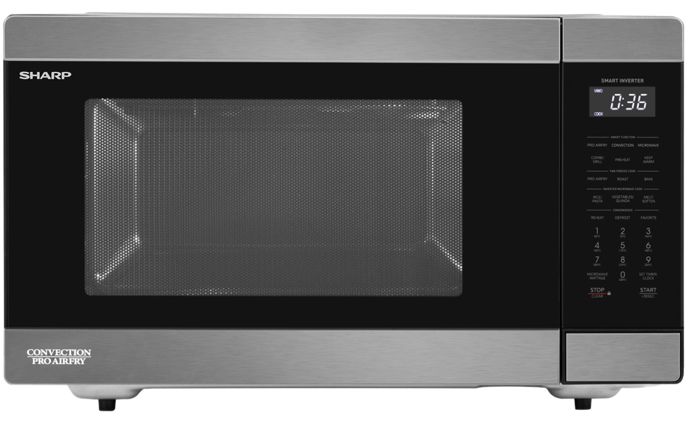 Sharp 36L 1000W Inverter with Convection & Pro Airfry Microwave (Black Stainless) R365CVAFBS