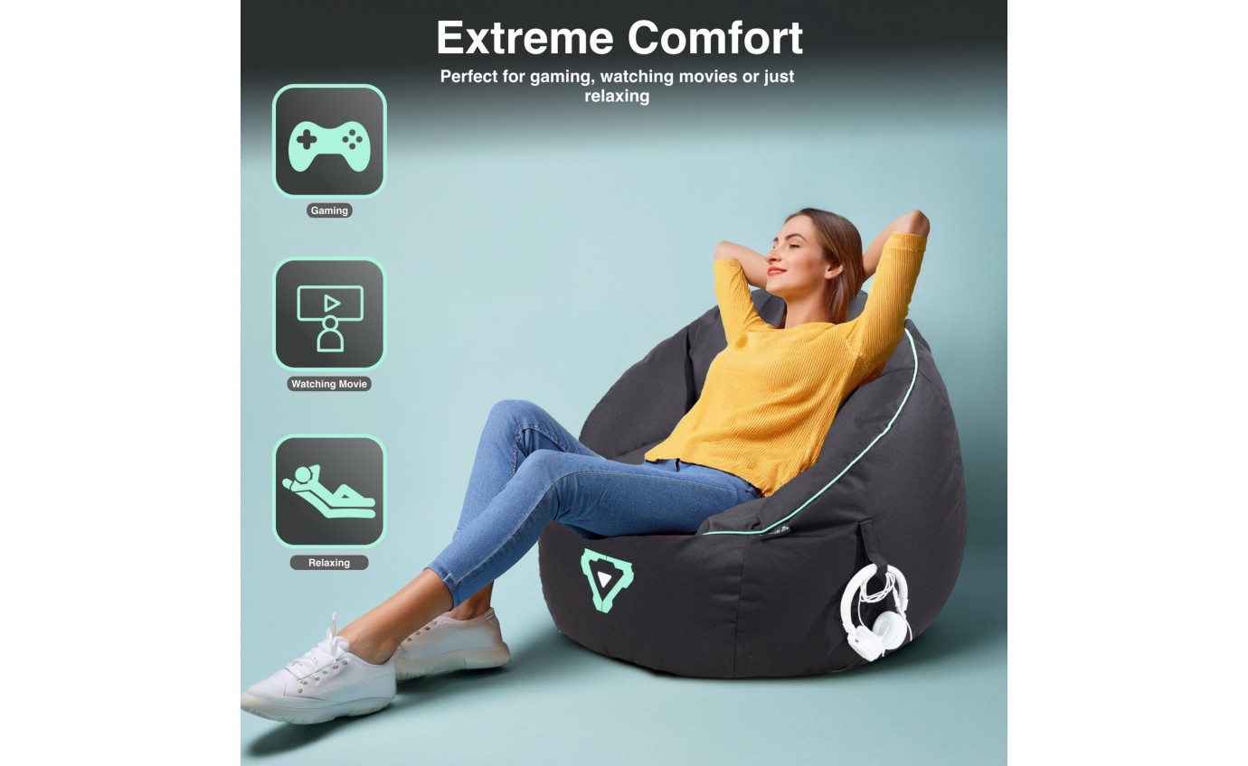 Laser Gaming Bean Bag with Headphone Strap & Side Pocket PCOTUBEB555
