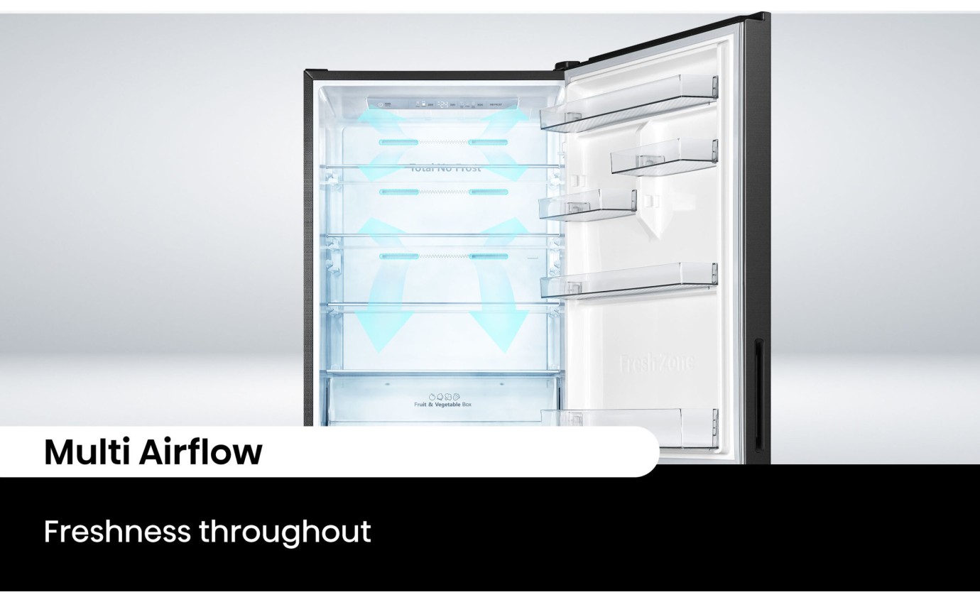 Hisense 417L PureFlat Eco Vision Bottom Mount Fridge (Black Steel) HRBM418E
