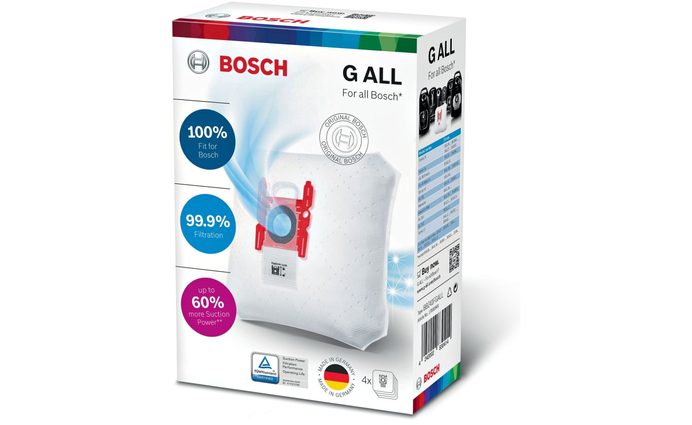 Bosch PowerProtect Vacuum Bags 4 Pack BBZ41FGALL Retravision