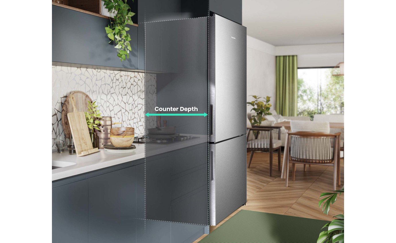 Hisense 417L PureFlat Bottom Mount Fridge (Stainless Steel) HRBM418S