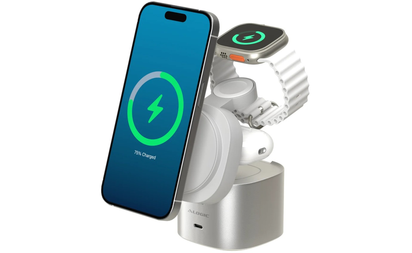ALOGIC PowerPod 4-in-1 Qi2 Fast Wireless Charging Stand (White) AL41WCPOWH