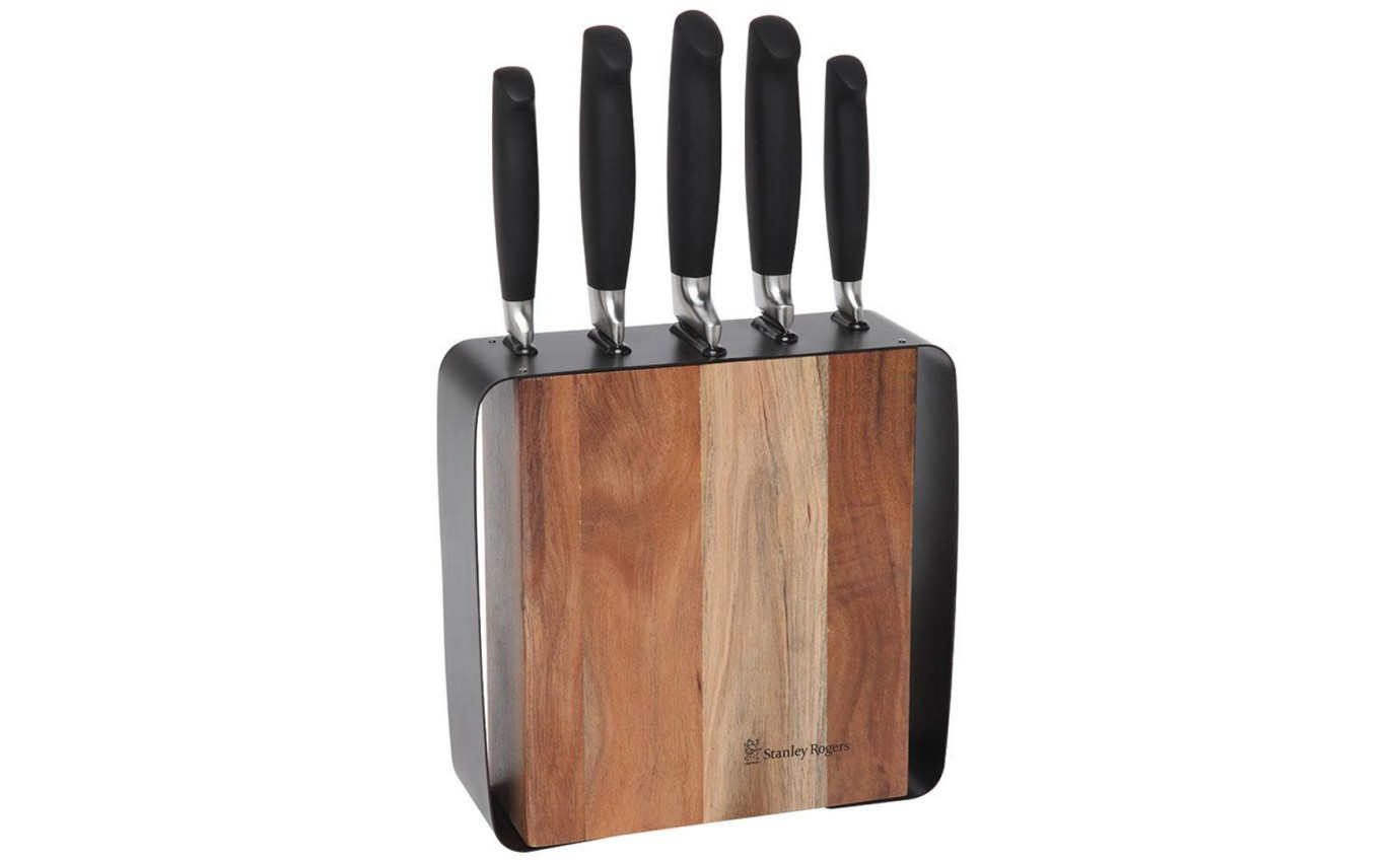 Stanley Rogers Framed Acacia 6 Piece Kitchen Knife Block Set 41413