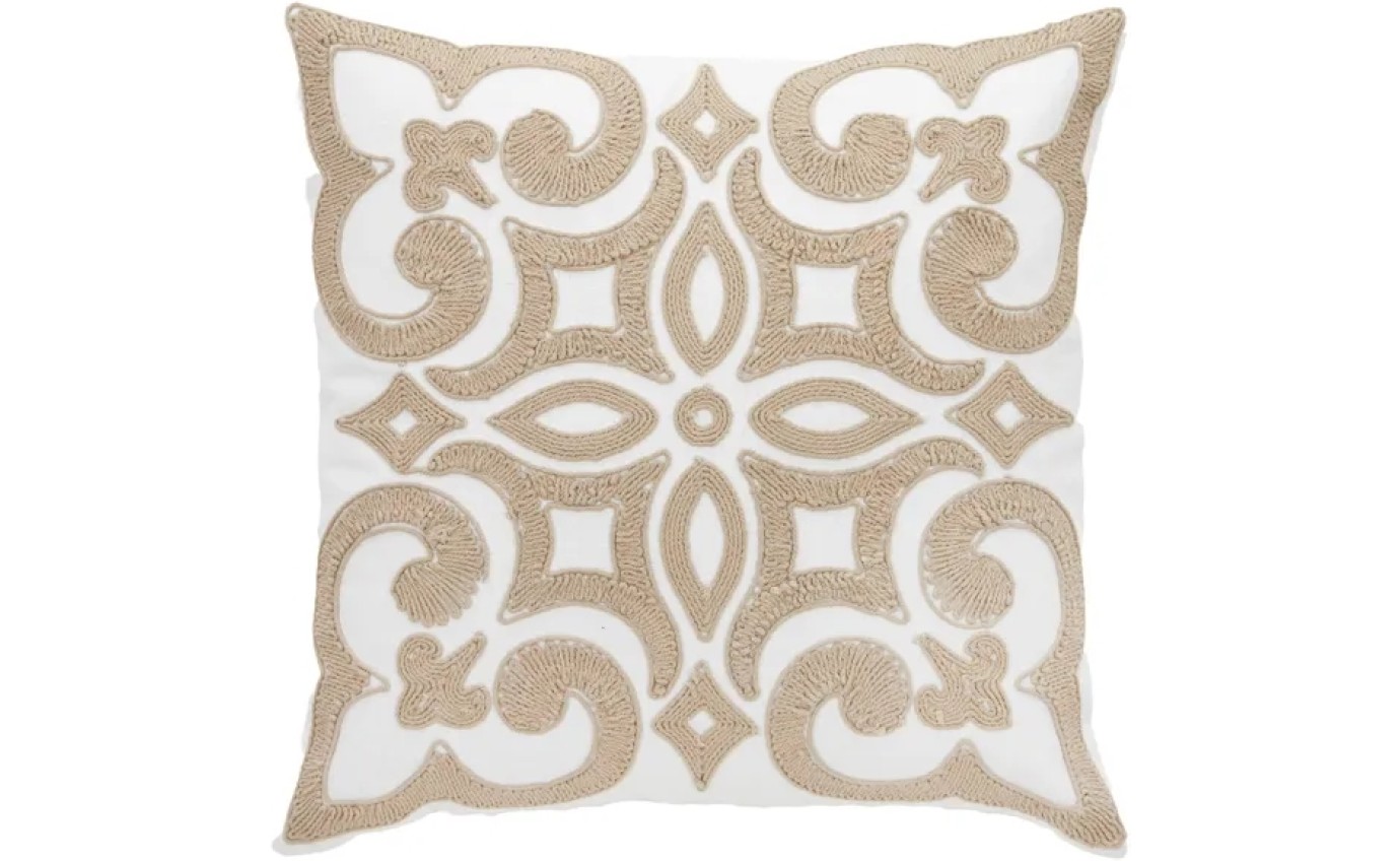 Coast to Coast Baja Cotton Cushion (White/Beige) SOF0996