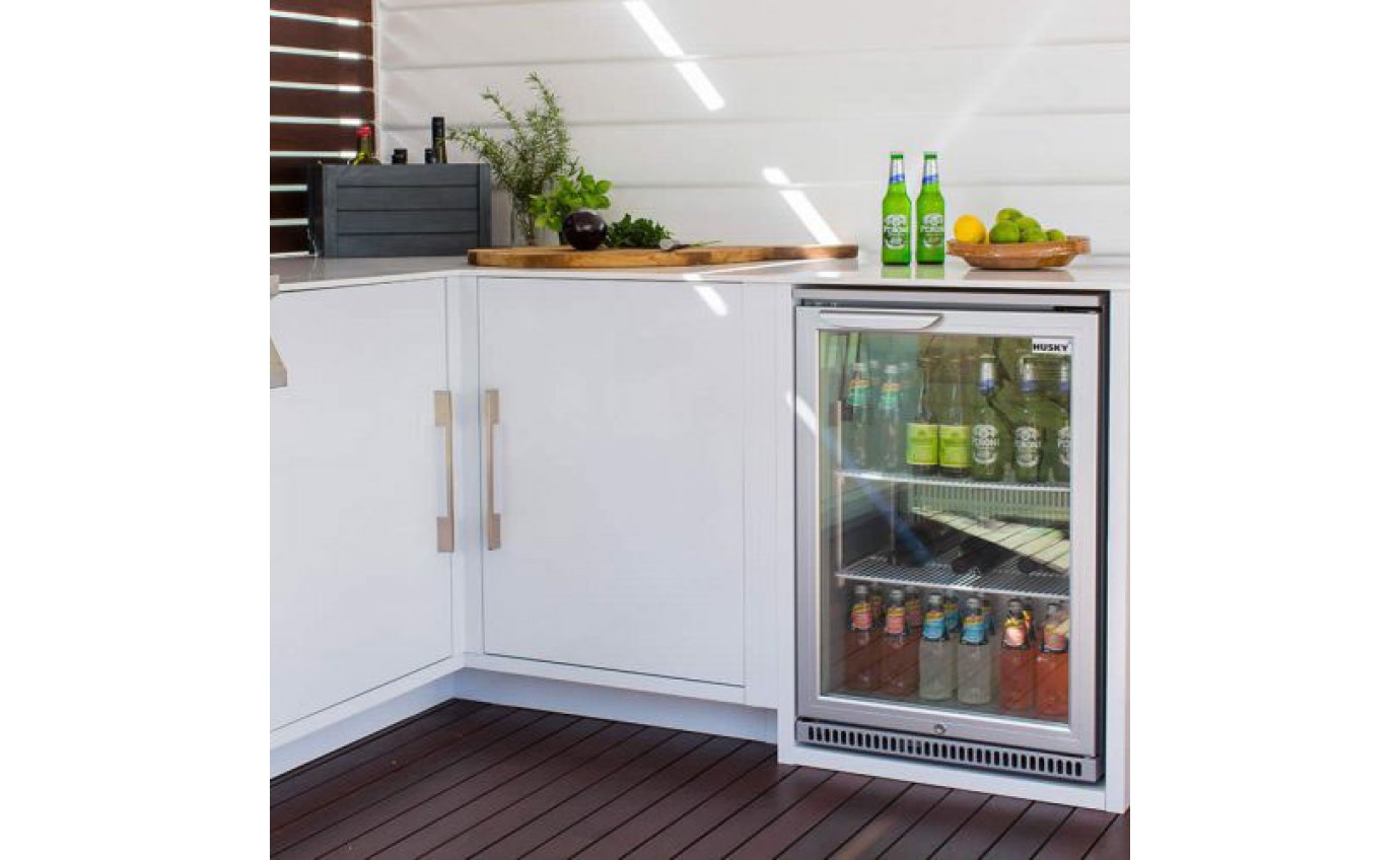 Husky 118L Single Glass Door Bar Fridge (Black) HUSC1840BLK