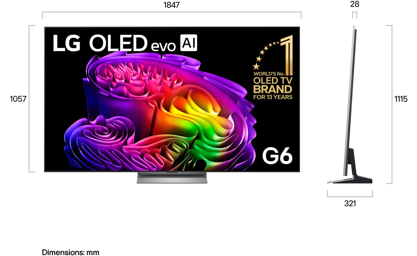 LG 83 inch G6 OLED evo AI 4K Smart TV OLED83G6PSB
