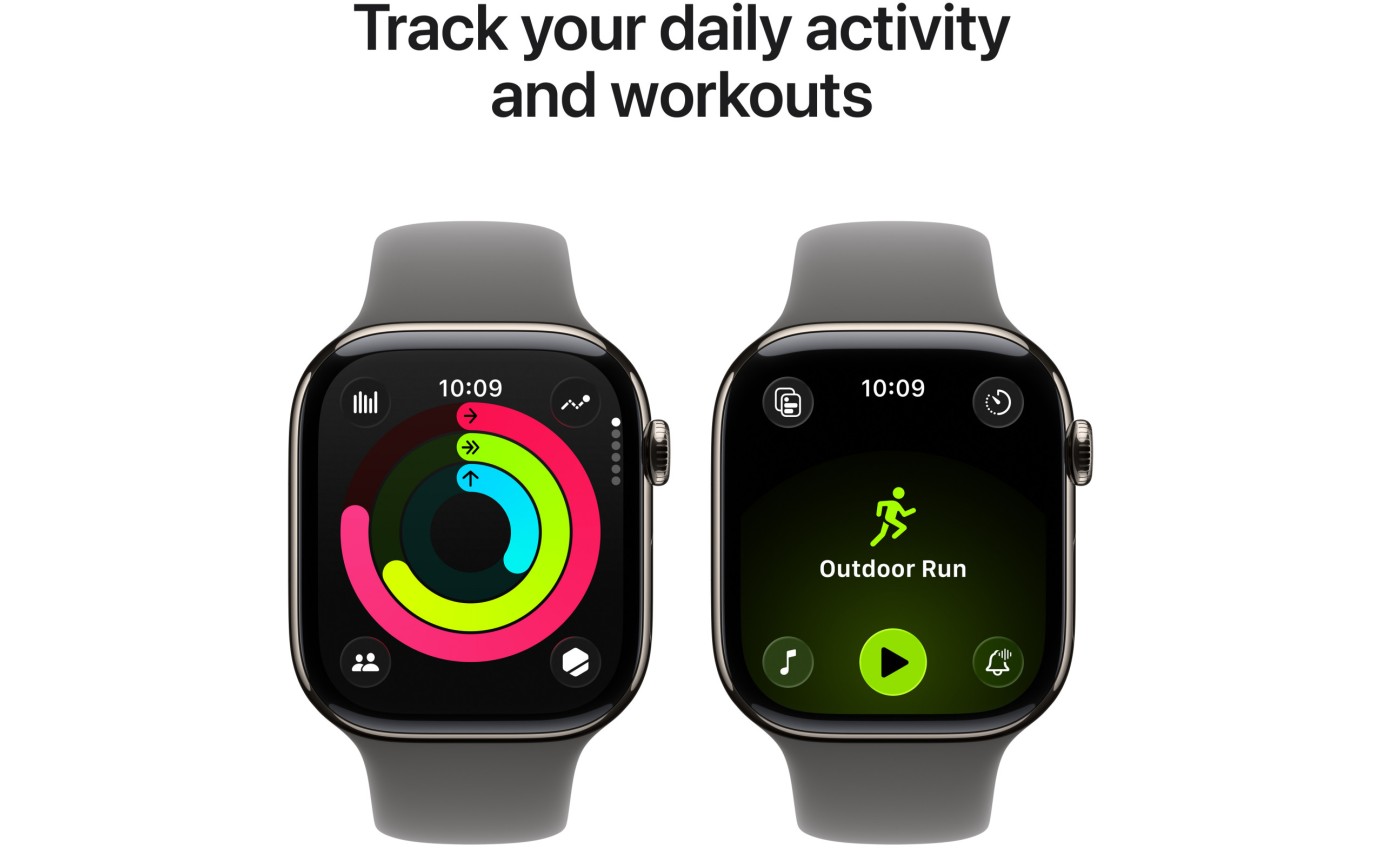 Apple Watch Series 11 GPS + Cellular 46mm Natural Titanium Case with Stone Grey Sport Band (S/M) MFCW4XA