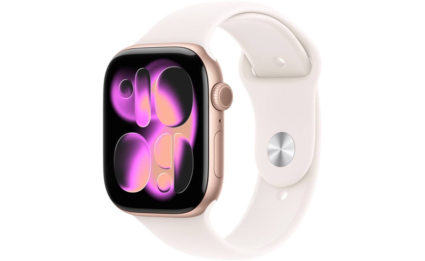 Apple Watch Series 11 GPS + Cellular 46mm Rose Gold Aluminium Case with Light Blush Sport Band (S/M) MFCG4XA