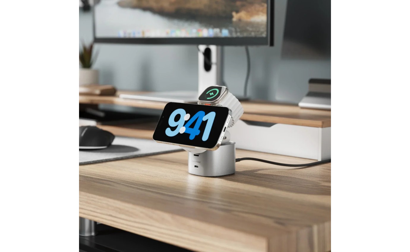 ALOGIC PowerPod 4-in-1 Qi2 Fast Wireless Charging Stand (White) AL41WCPOWH