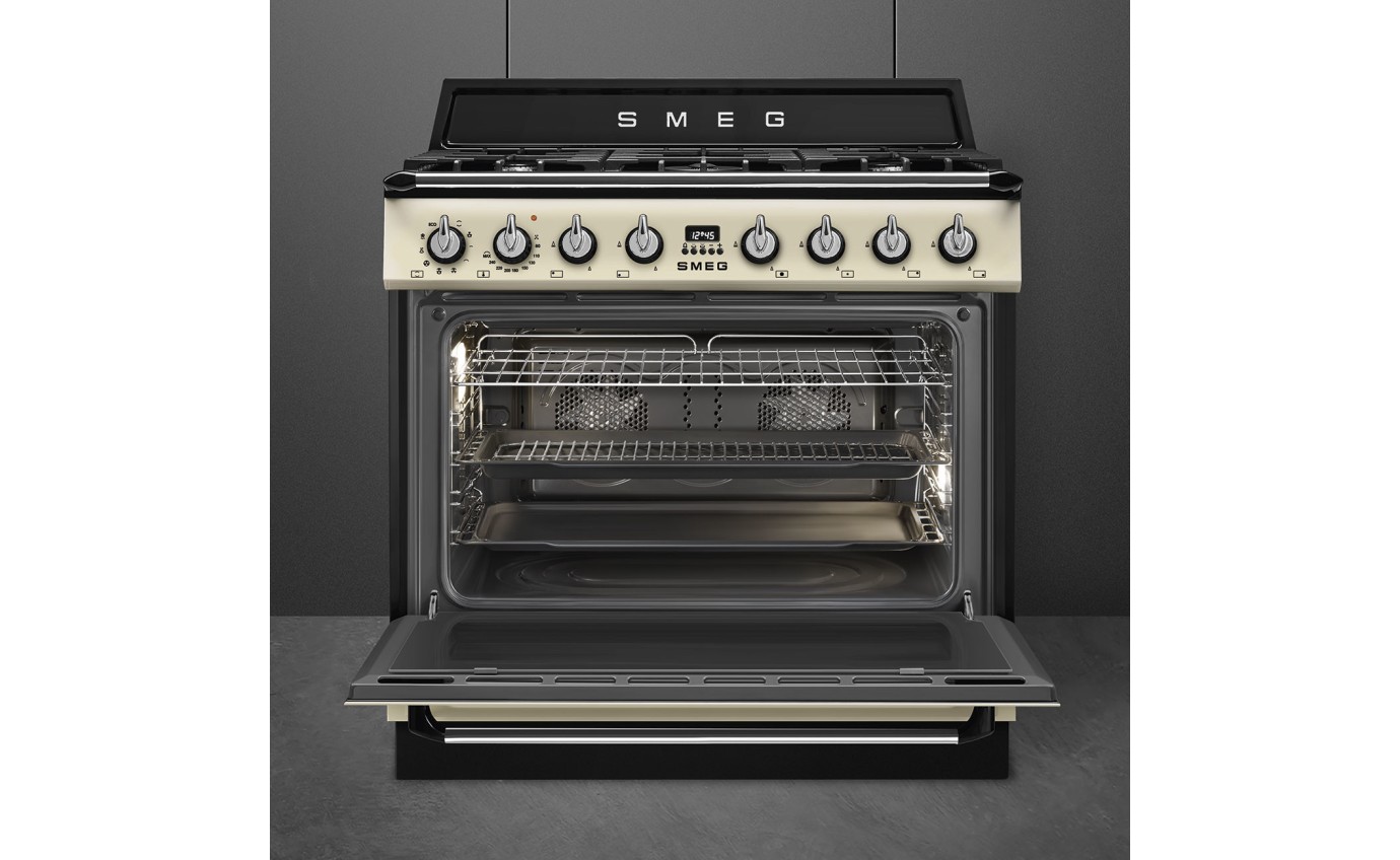 Smeg 90cm Victoria Dual Fuel Cooker (Cream) TRA90GMP