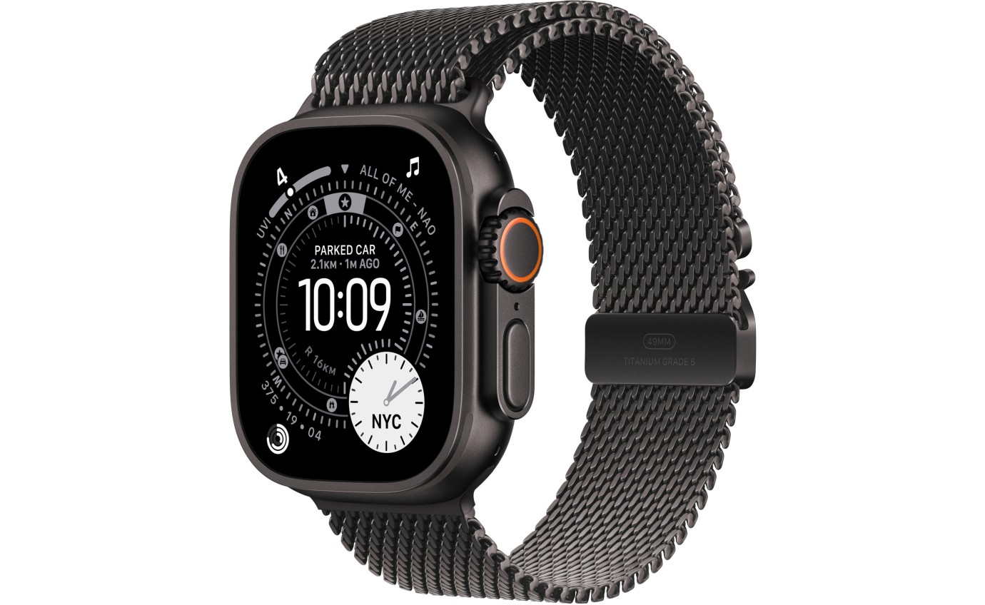 Apple Watch Ultra 3 49mm Black Titanium Case with Black Titanium Milanese Loop (Medium) MF1Q4XA