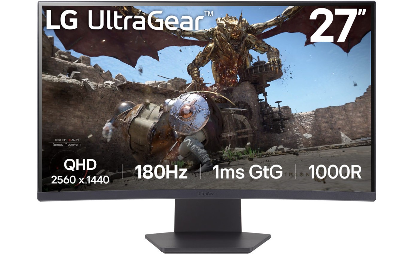LG 27 inch UltraGear™ 1000R QHD Curved 180Hz Gaming Monitor 27GS60QCB