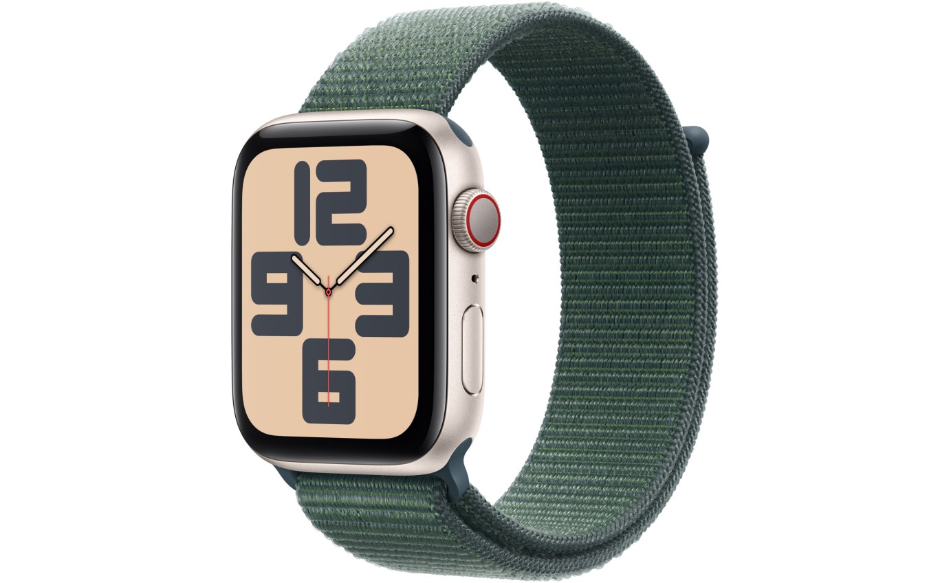 Apple Watch SE GPS Cellular 44mm Starlight Aluminium Case with Lake Green Sport Loop MXGV3ZPA MXGV3ZP A Retravision