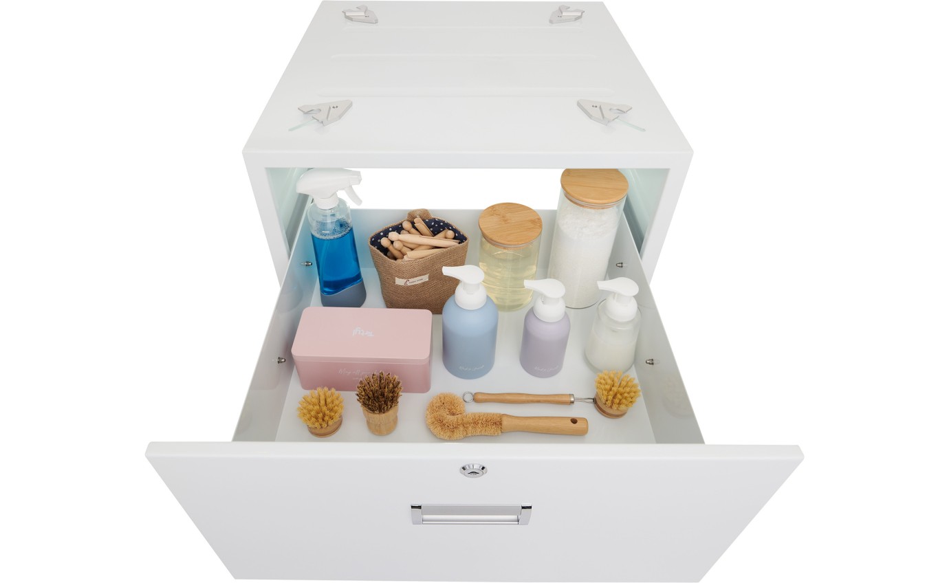 Unilux Laundry Pedestal Stand with Locking Drawer ULX110