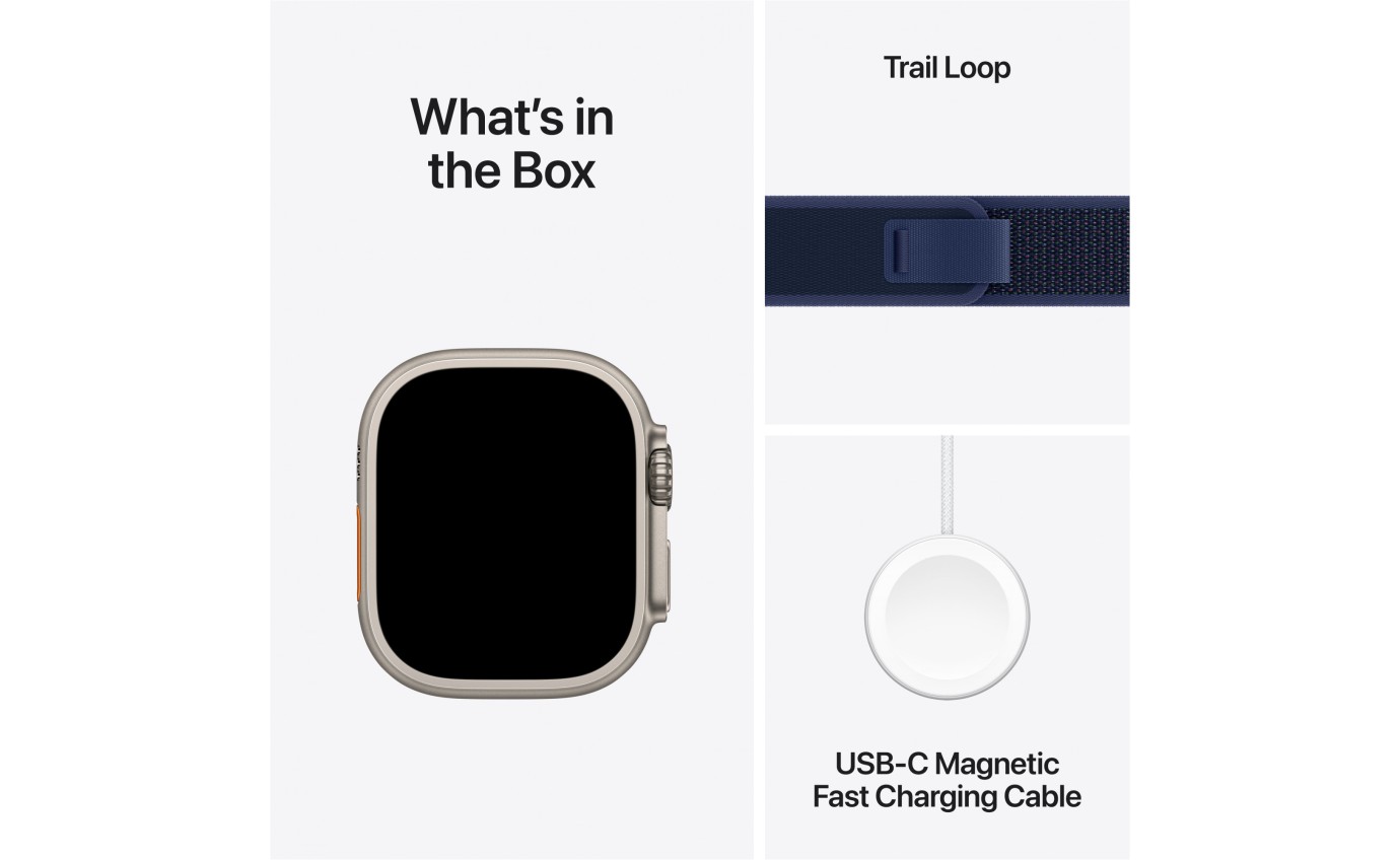 Apple Watch Ultra 2 GPS + Cellular 49mm Natural Titanium Case with Blue Trail Loop [M/L] MX4L3ZPA
