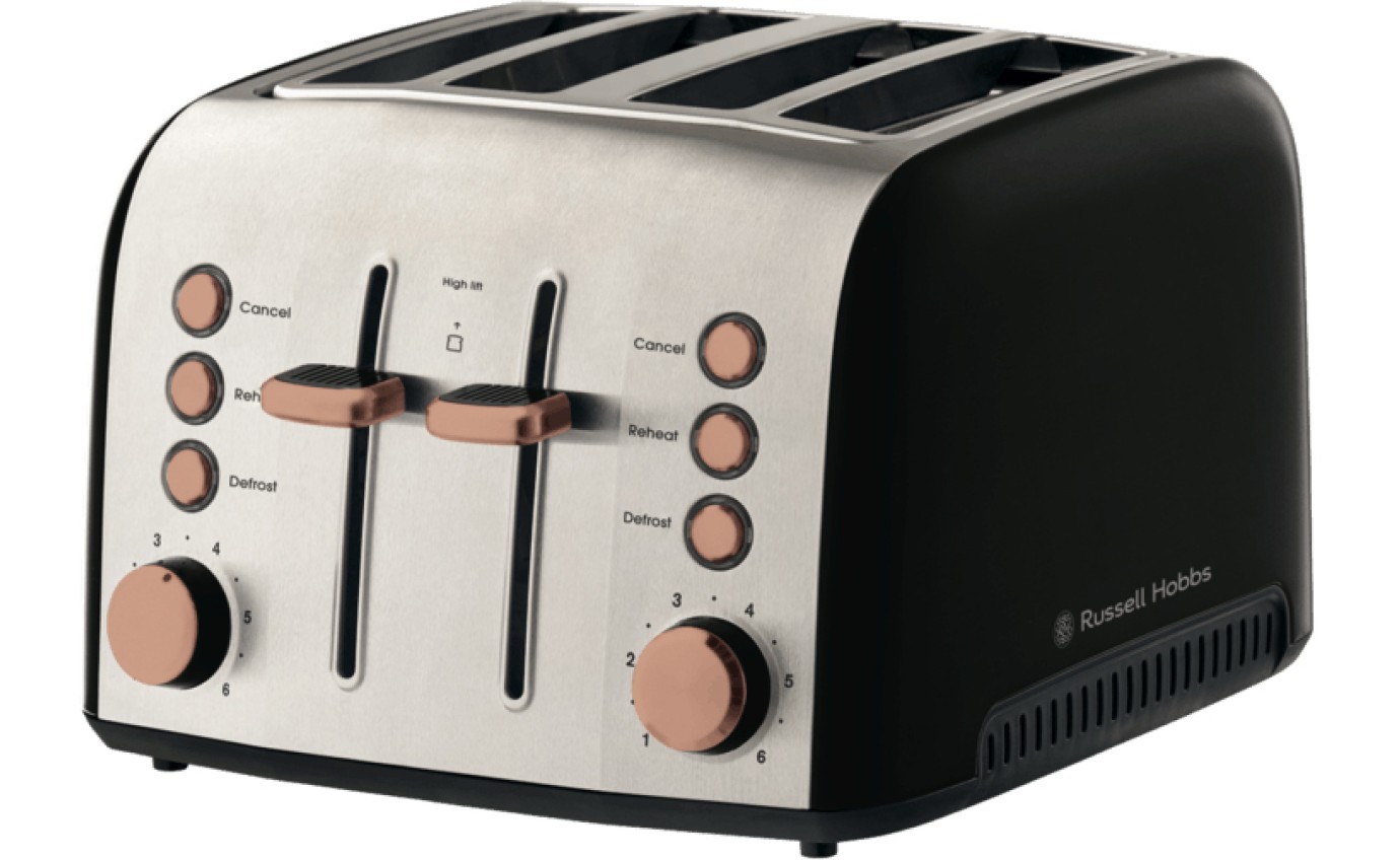 Russell Hobbs Brooklyn 4 Slice Toaster (Black/Copper) RHT94COP