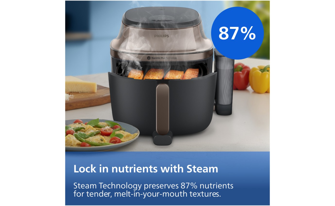 Philips Air Fryer 5000 Series with Steam and Easy Glide Rail 7.2L NA54707