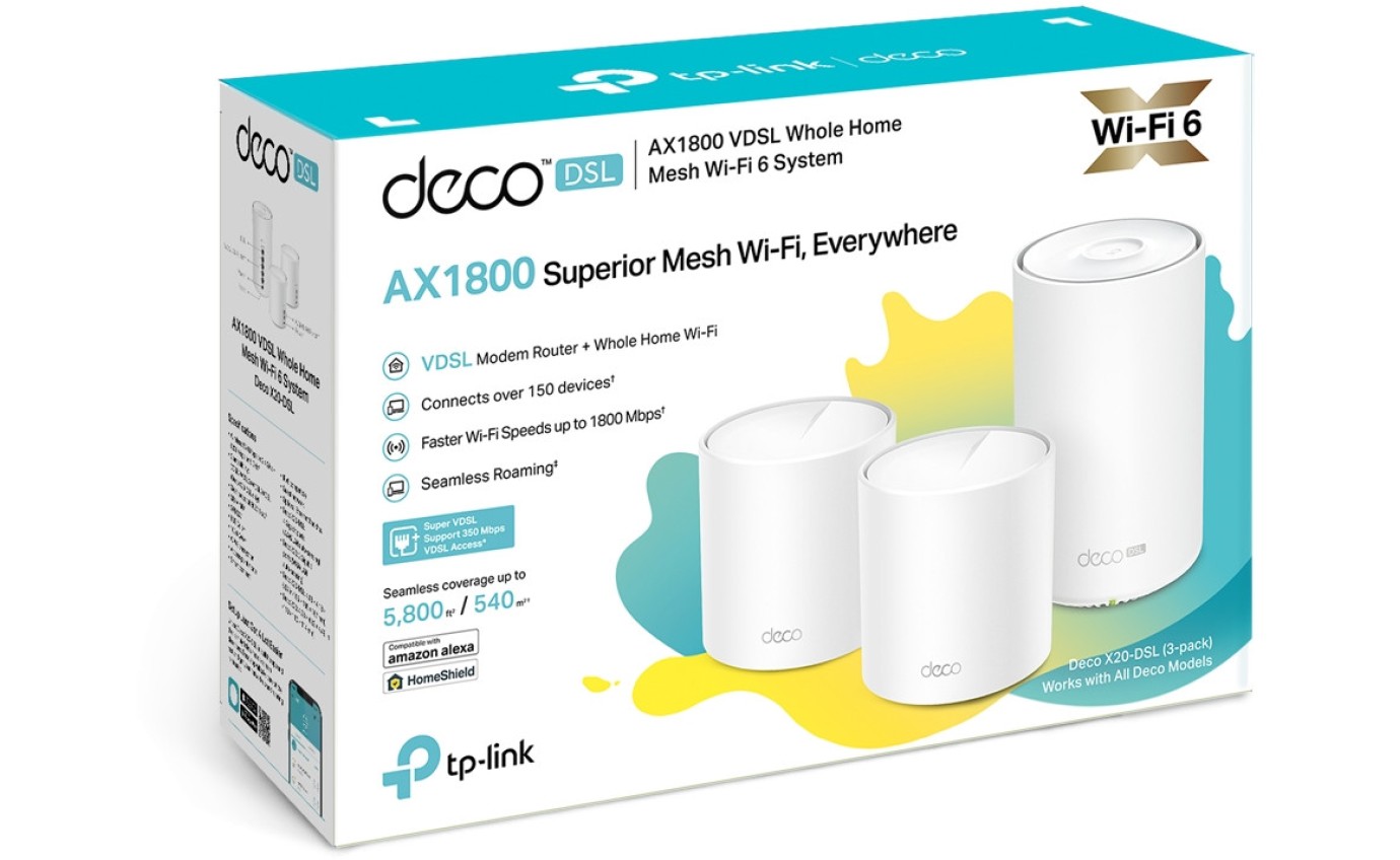 TP-Link Deco X50 AX3000 VDSL Whole Home Mesh WiFi 6 Router (3 Pack) DECOX50DSL3PACK
