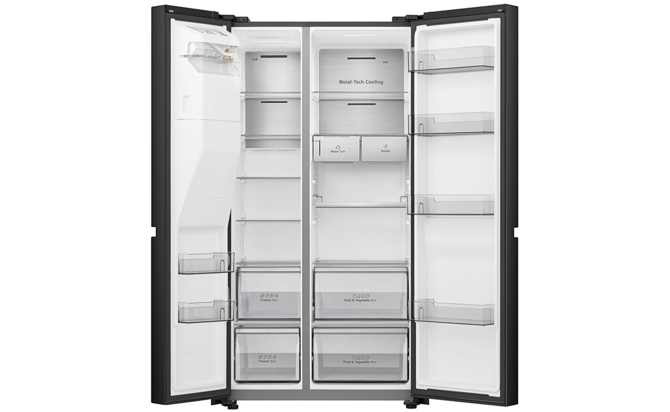 Hisense 632L Side By Side Fridge (Black Stainless Steel) HRSBS632BW