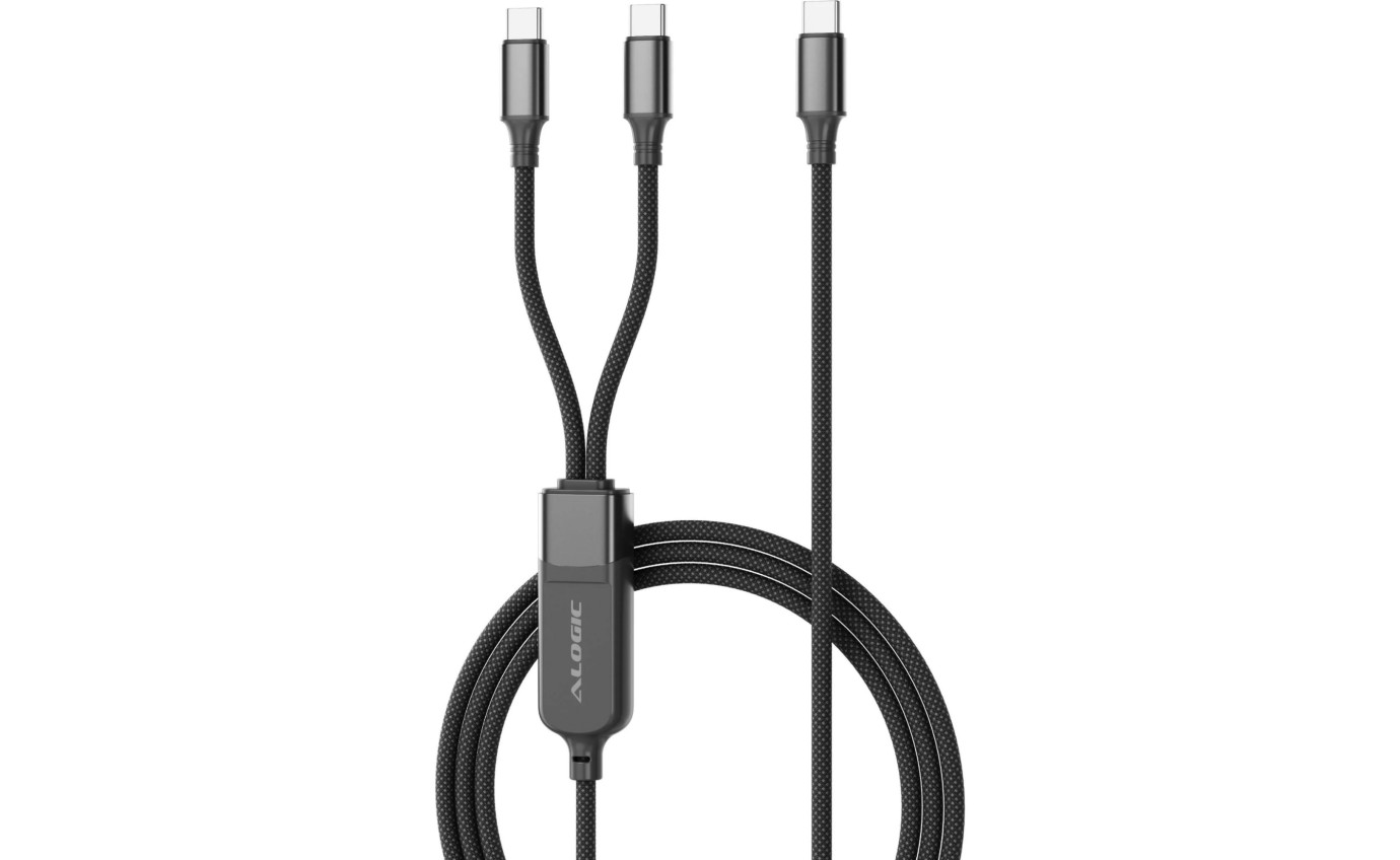 ALOGIC Split 2-in-1 USB-C to C and 100W Charge Cable 1.2m (Black) AS2CCBK