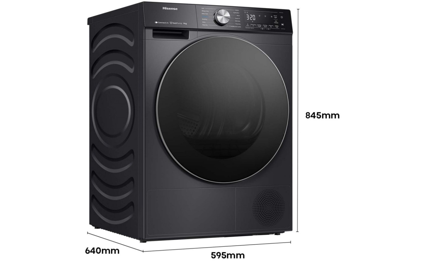 Hisense 9kg Series 7 Heat Pump Dryer (Charcoal Black) HDF7S90HB