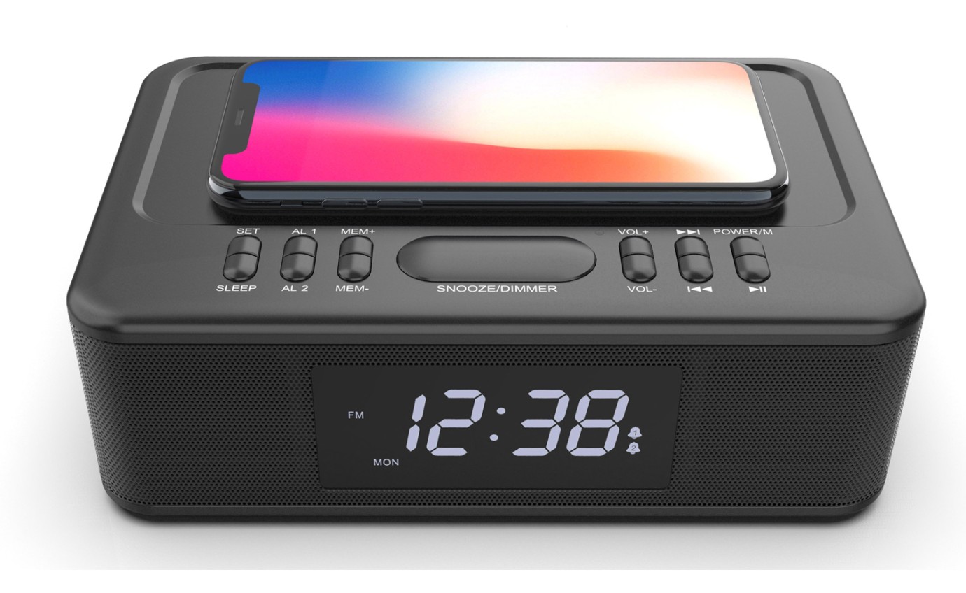 Lenoxx Wireless Charging Bluetooth Alarm Clock CRW30