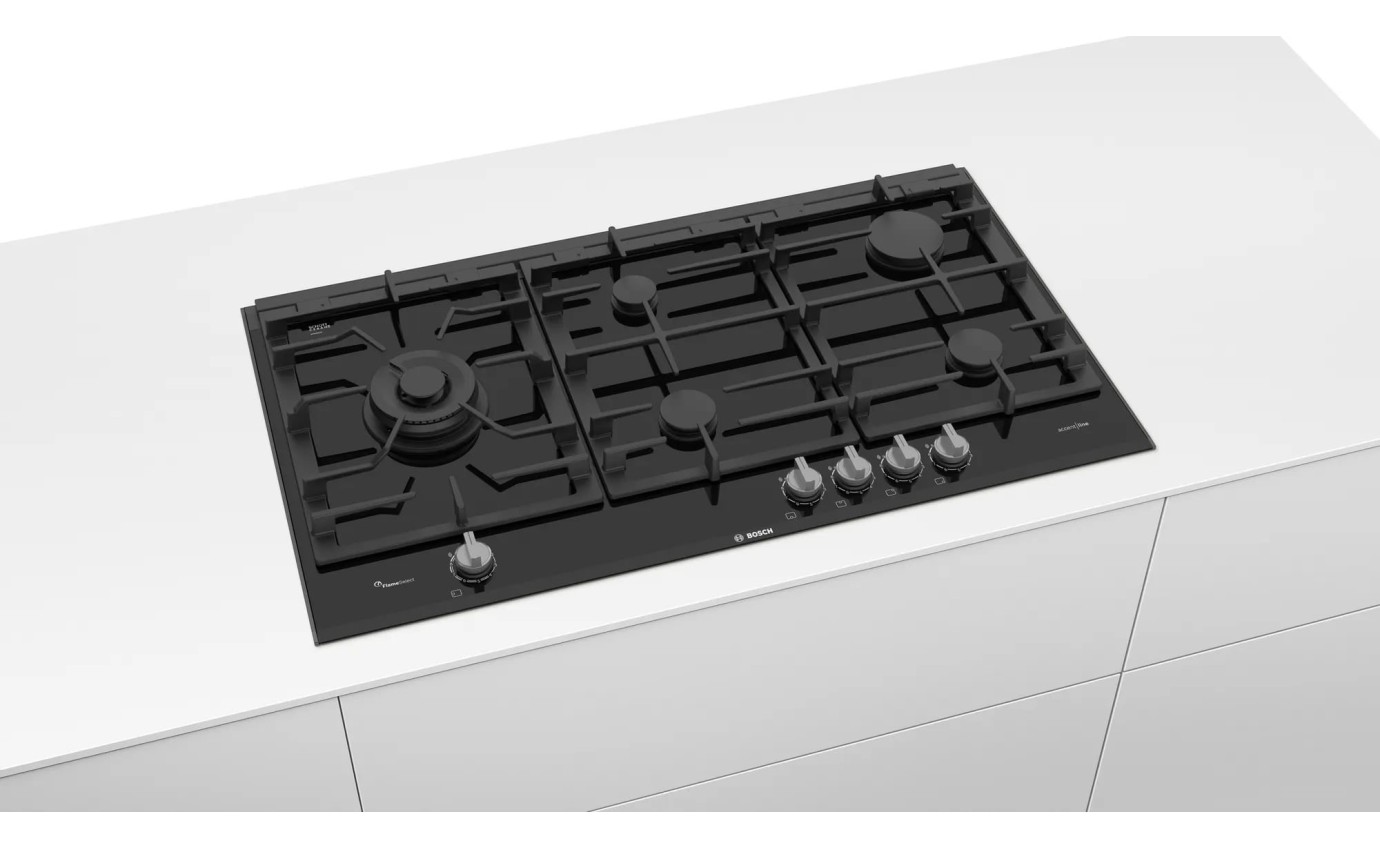 Bosch 90cm Gas on Glass Cooktop (Black) PRS9A6L70A