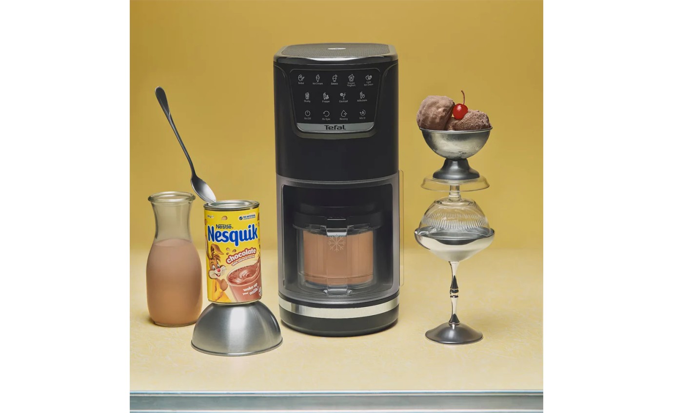 Tefal Dolci Black Knight Ice Cream Maker with Bonus Nesquik Tins NQ32IG6048
