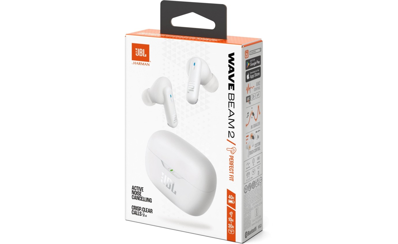 JBL Wave Beam 2 TWS Noise Cancelling In-Ear Headphones (White) JBLWBEAM2WHT