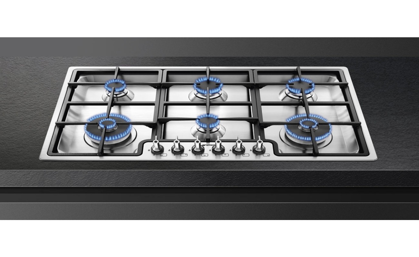 Smeg 90cm Classic Hob 6 Burner (Stainless Steel) PGA962