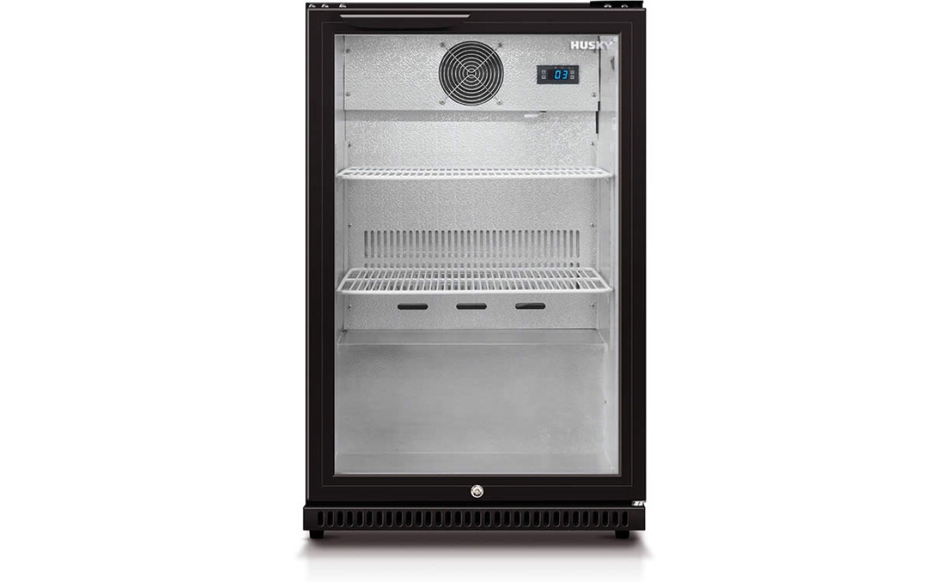 Husky 118L Single Glass Door Bar Fridge (Black) HUSC1840BLK