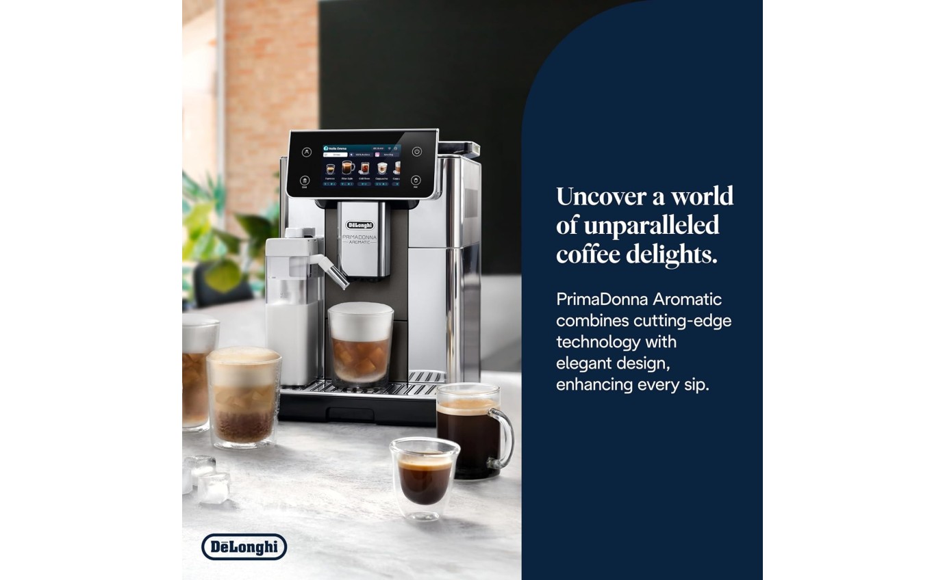 DeLonghi PrimaDonna Aromatic Fully Automatic Coffee Machine (Titanium) ECAM63075TM
