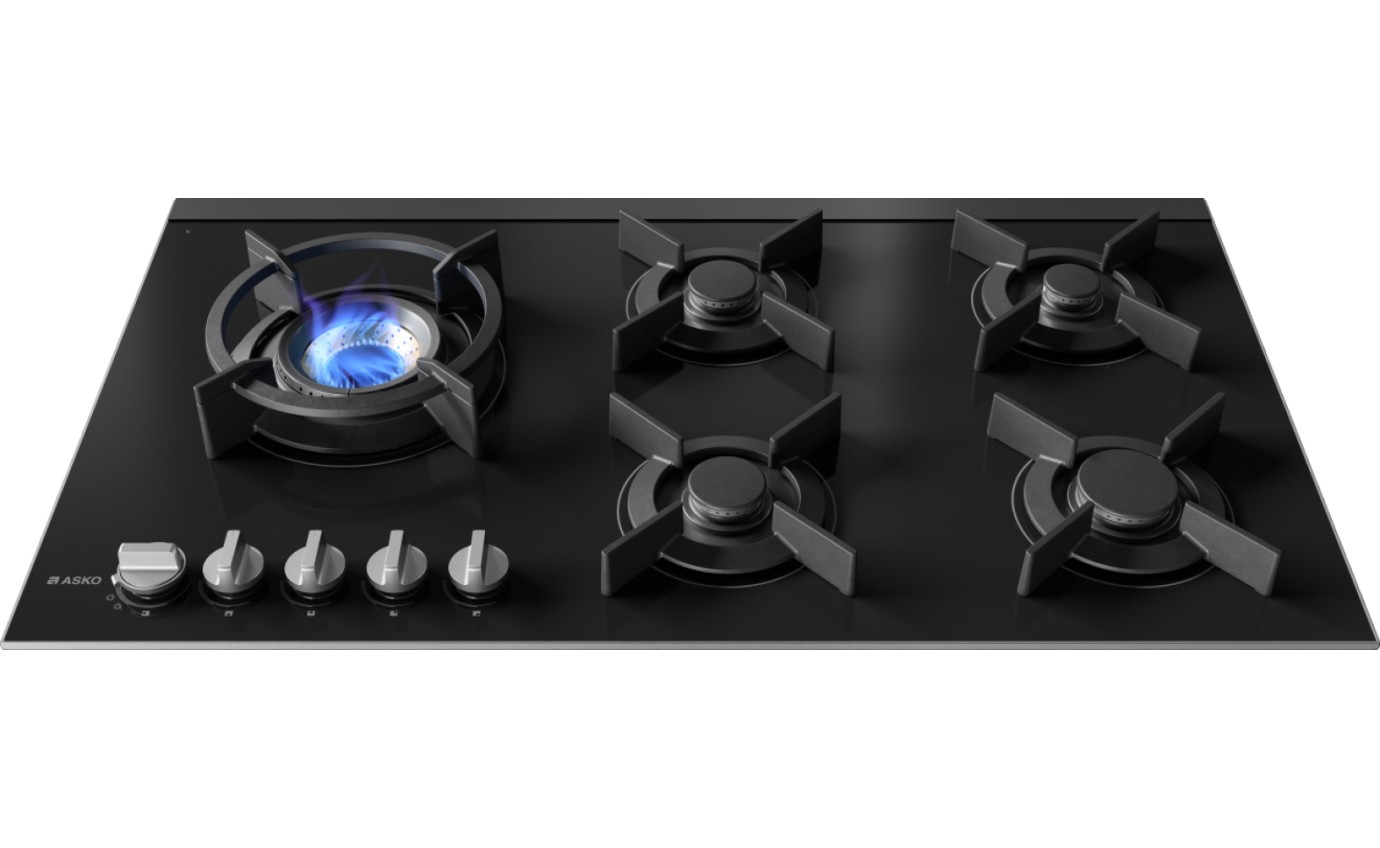 ASKO 90cm Natural Gas 5 Burner Cooktop with Fusion Volcano Burner HG8953BGD1