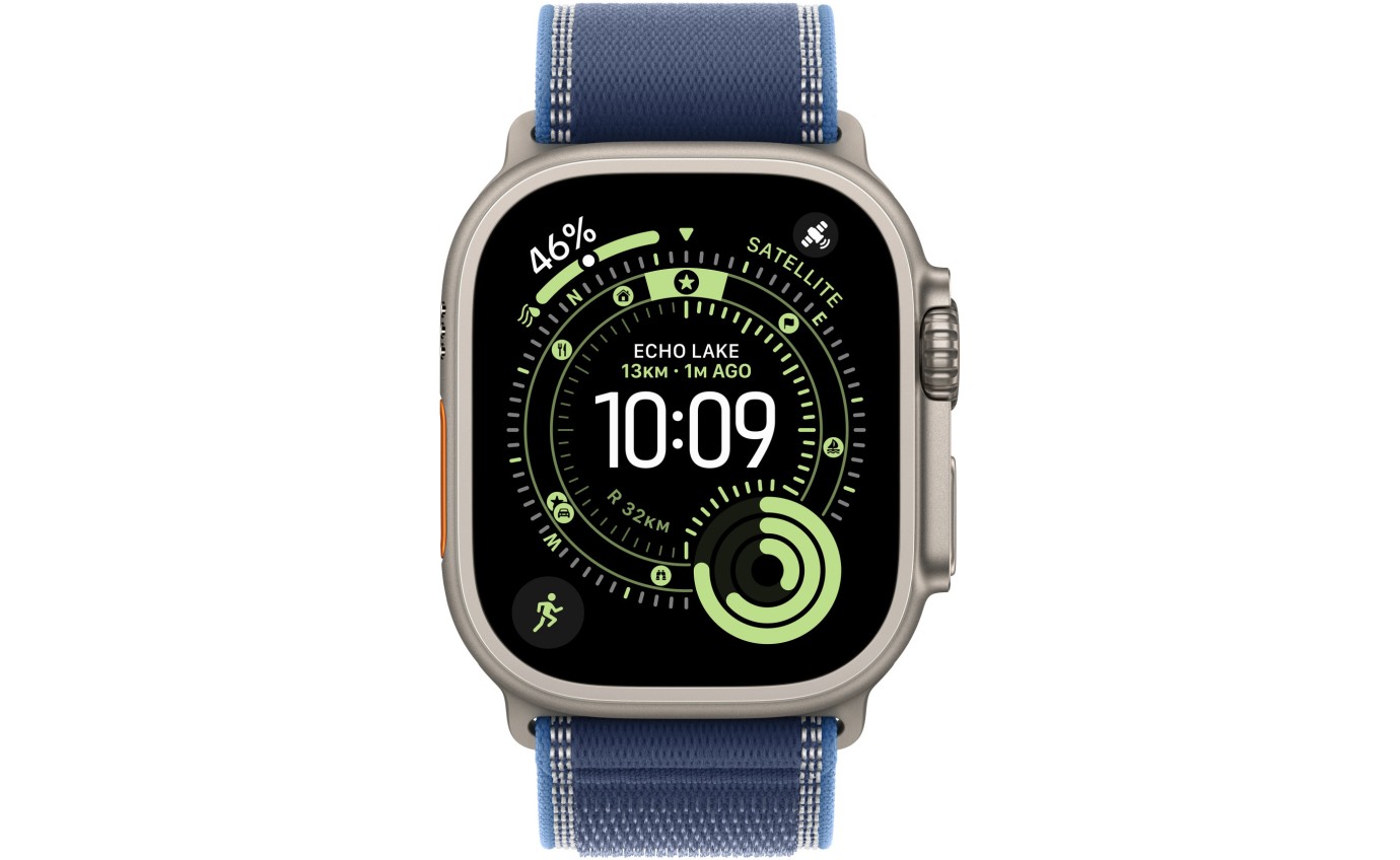 Apple Watch Ultra 3 49mm Natural Titanium Case with Blue/Bright Blue Trail Loop (M/L) MEWU4XA