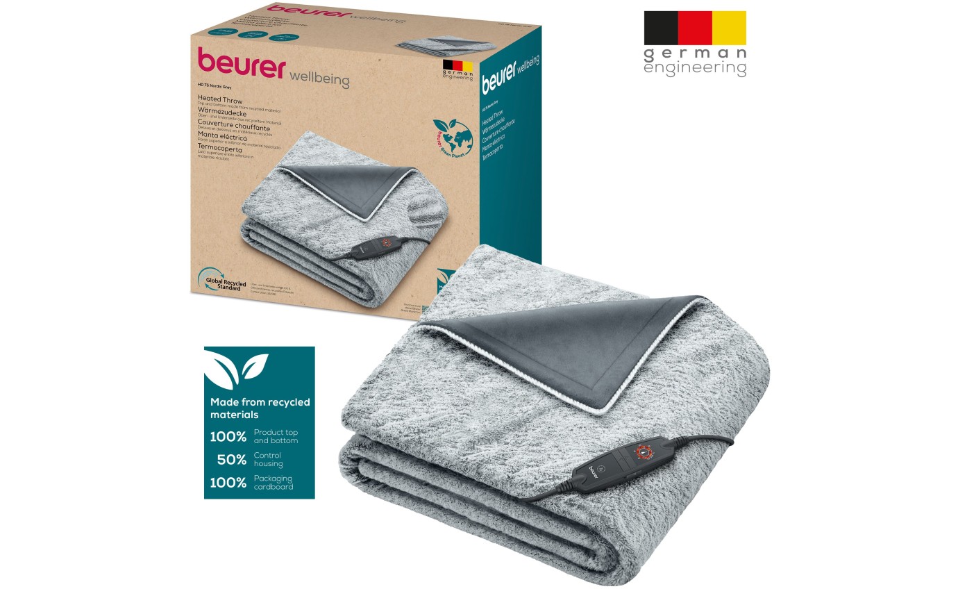 Beurer Super Cosy Heated Throw (Charcoal Grey) HD75NGP